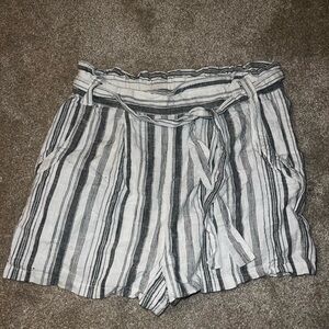 Striped Gray and White Women's Shorts
